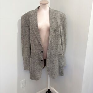 🌷SALE Lord & Taylor 100% Silk Blazer Textured Size 44L Cream Preppy Quiet Luxury